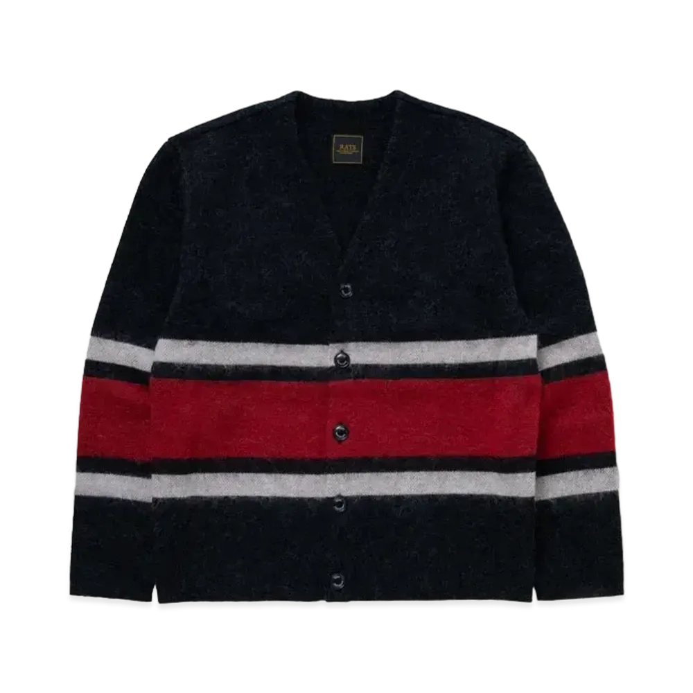 RATS Border Mohair Cardigan "Black"