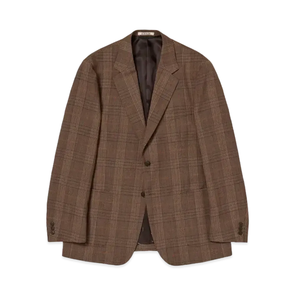 AURALEE Bluefaced Wool Check Jacket "Brown Check"