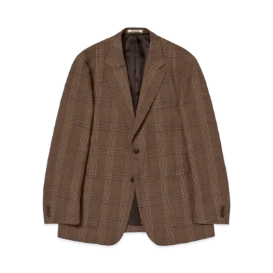 AURALEE Bluefaced Wool Check Jacket "Brown Check"