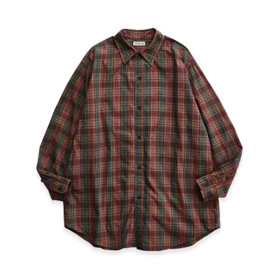NICENESS Tucker Pigment-Dyed Madras Check Country Shirt "Sepia"