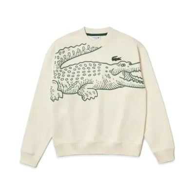 LACOSTE Oversize Print Crew Neck Sweat "White"
