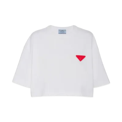 PRADA Women's Cropped Jersey T-Shirt "White"