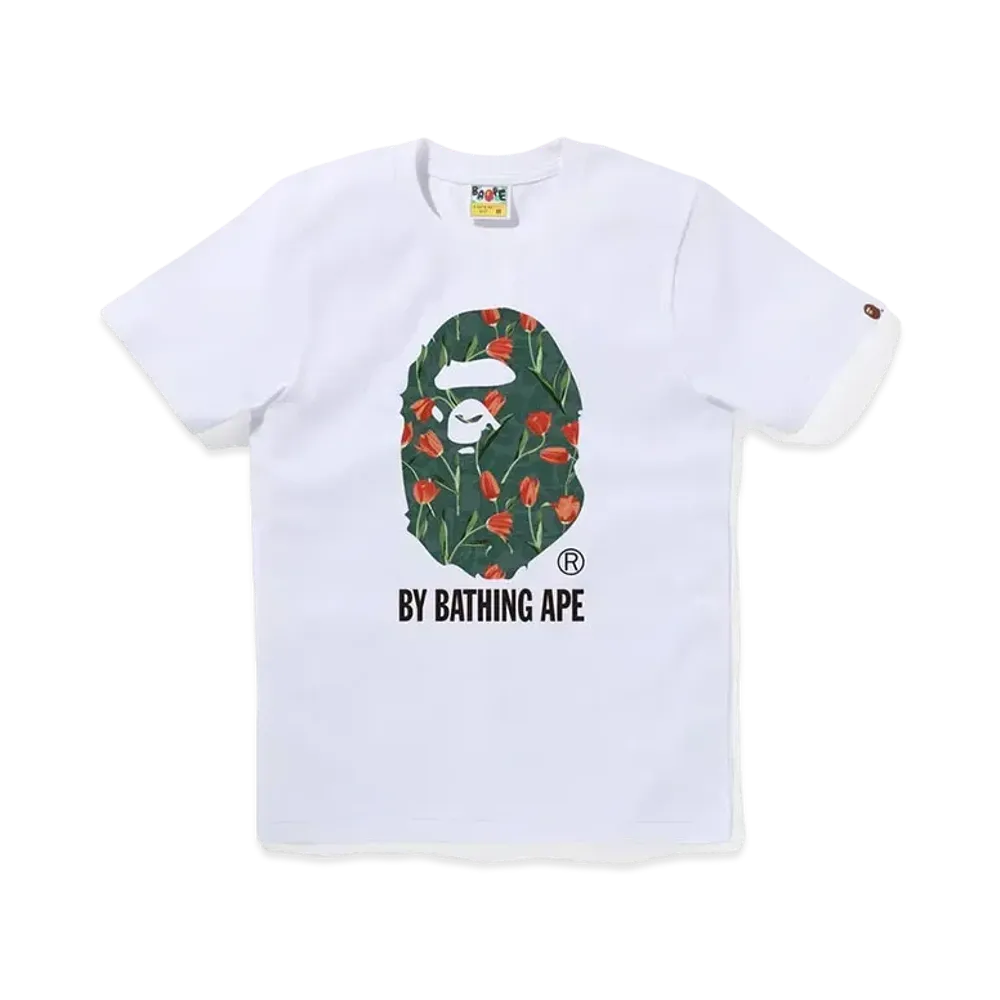A BATHING APE Tulip Camo By Bathing Tee "White/Green"