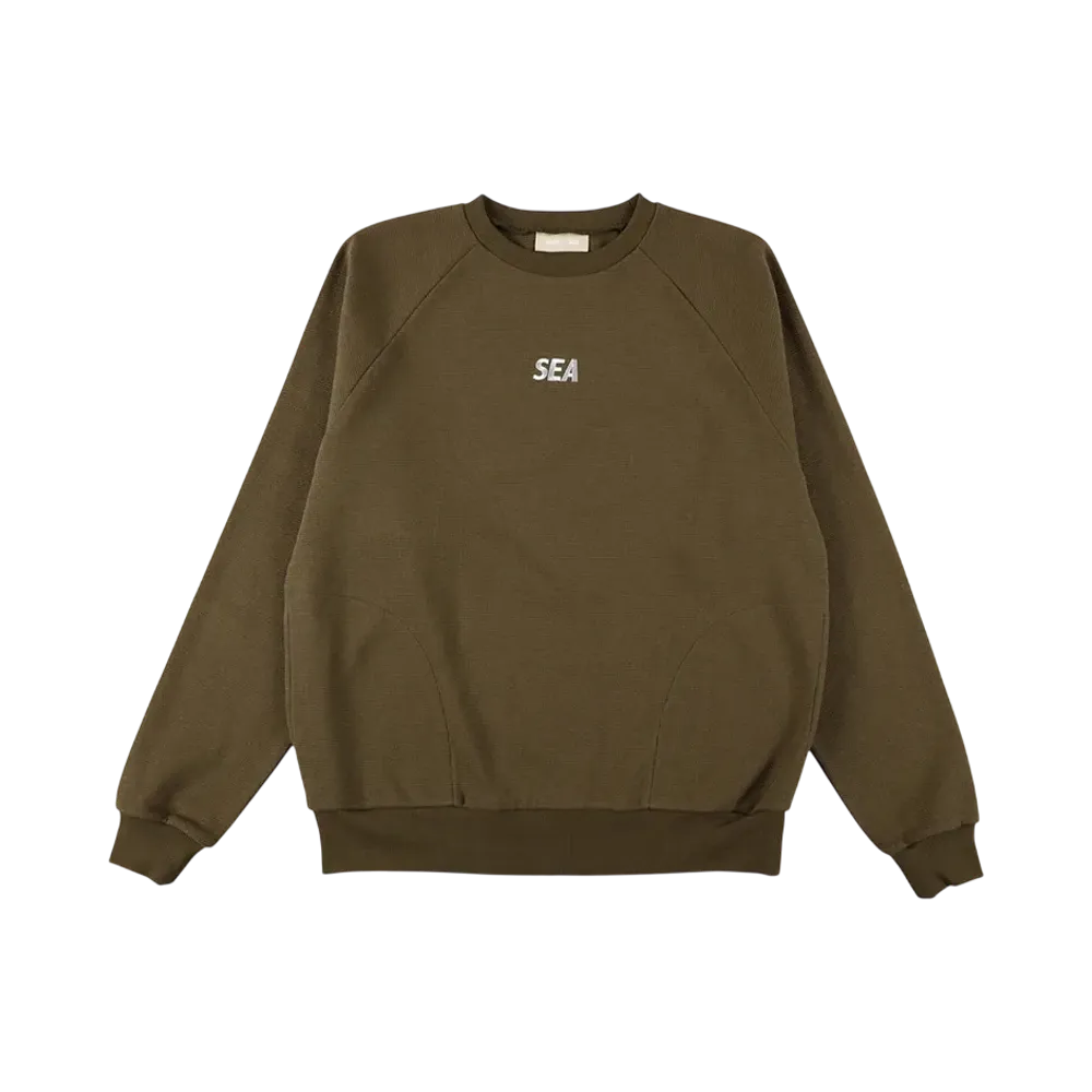 WIND AND SEA ES_W_Raglan Crew Neck Waffle Shirt "Olive"