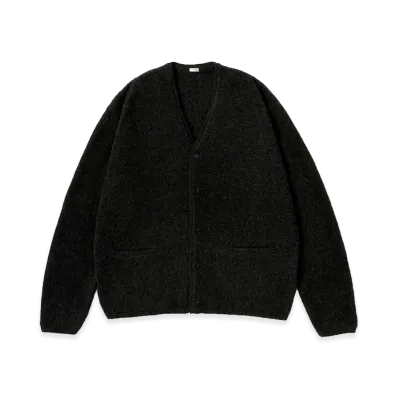 A.PRESSE Brushed Cashmere Middle Gauge Cardigan "Charcoal"