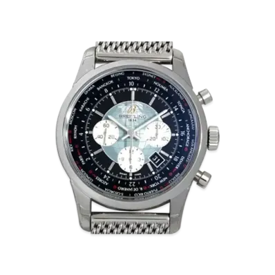 Breitling Transocean Chronograph Unitime "Black/Stainless Steel"
