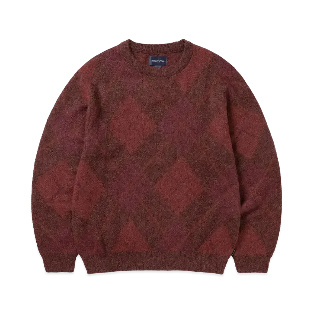 thisisneverthat Mohair Argyle Knit Sweater "Burgundy"