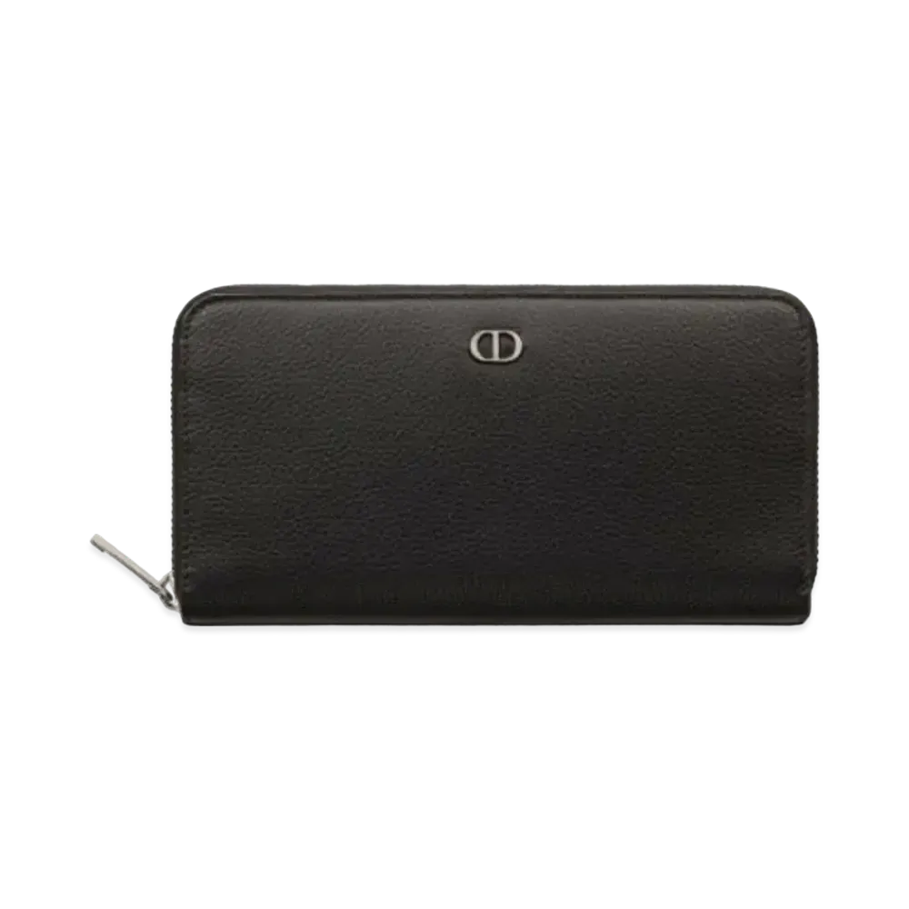 Dior Long Zip Wallet CD Icon Grained Calfskin "Black"