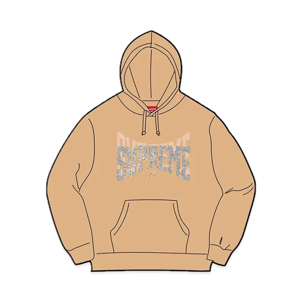 Supreme Rhinestone Shadow Hooded Sweatshirt "Dark Tan"