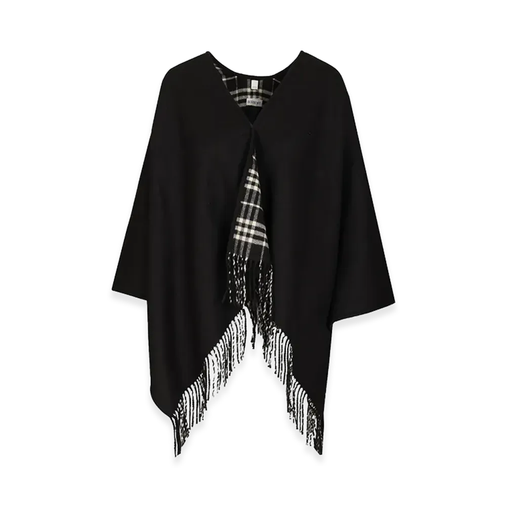 Burberry Wool Reversible Cape "Checked/Black"