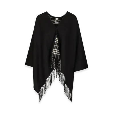 Burberry Wool Reversible Cape "Checked/Black"