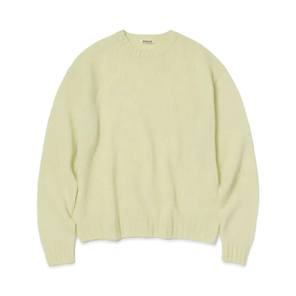 AURALEE Shetland Wool Cashmere Knit P/O "Light Yellow"