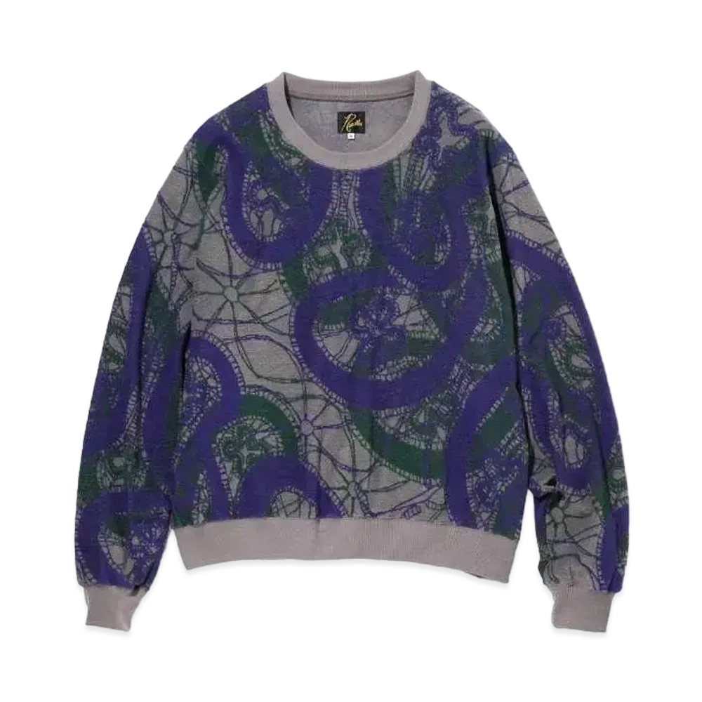Needles CREW SWEAT SHIRT - PAPILLON PILE JQ. "Blue"