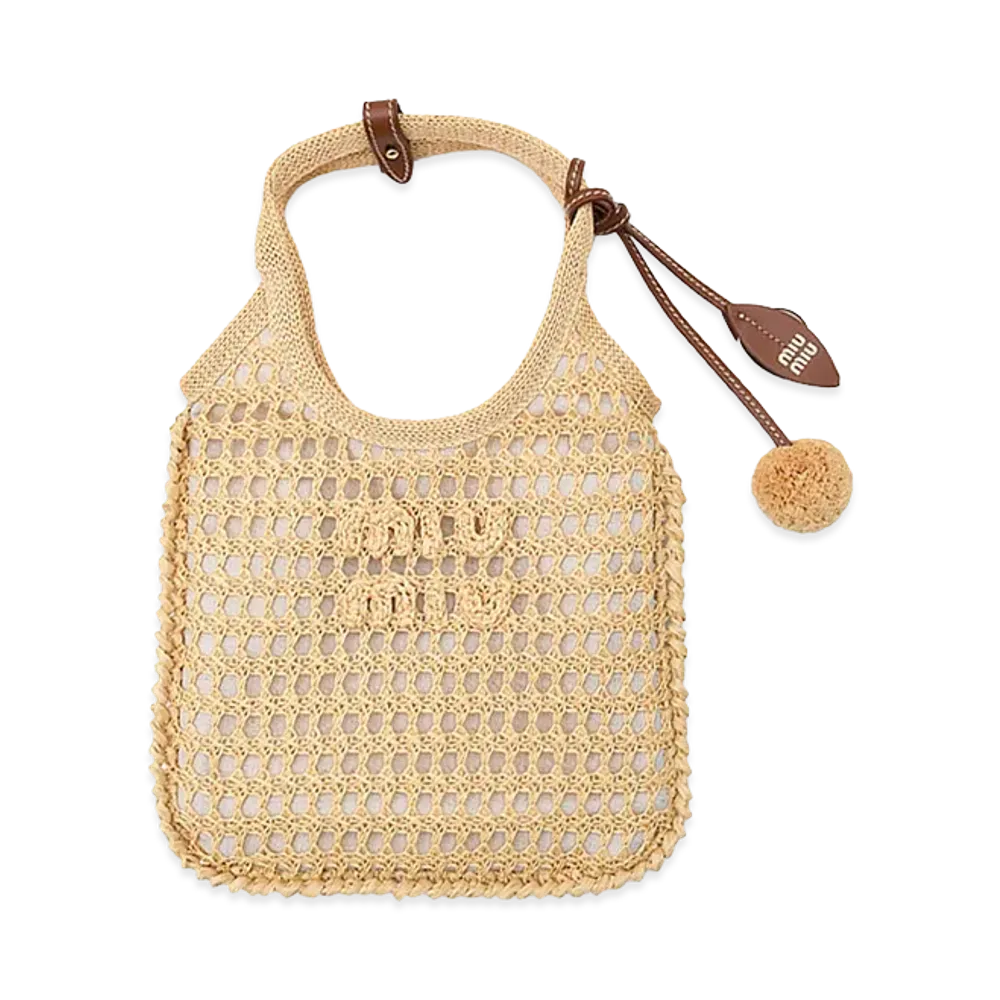 MIU MIU Women's Ivy Crochet Basket Bag "Natural"