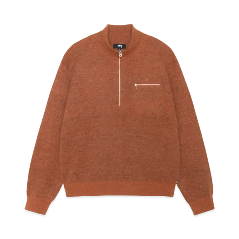 Stussy Half Zip Mock Neck Sweater "Clay"