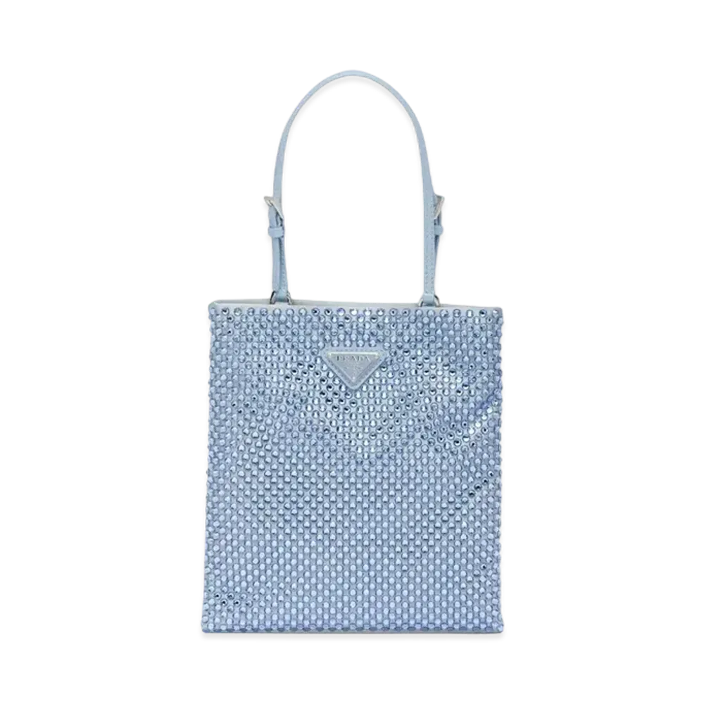 PRADA Satin Handbag Crystals "Light Blue"