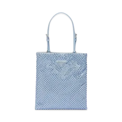 PRADA Satin Handbag Crystals "Light Blue"
