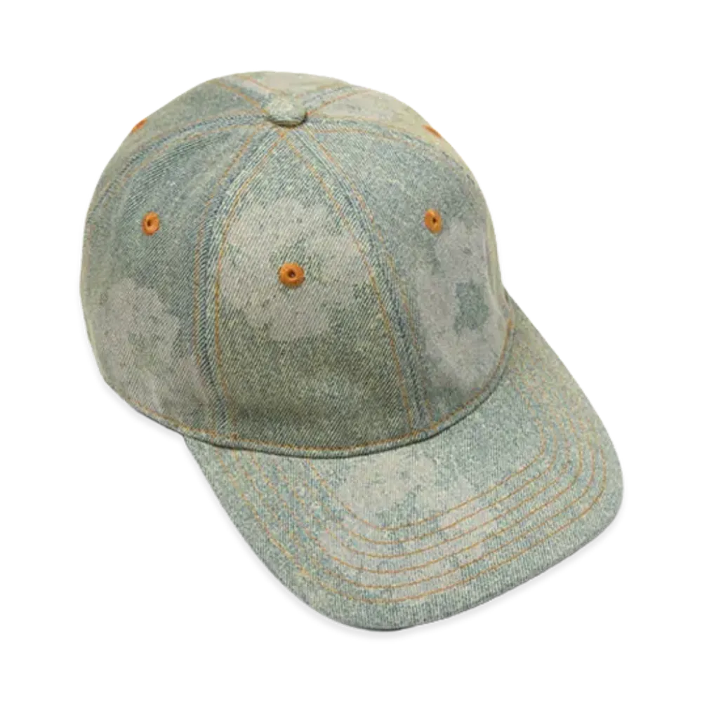 DENIM TEARS Mono Cotton Wreath Raw Denim Cap "Dirty Wash"