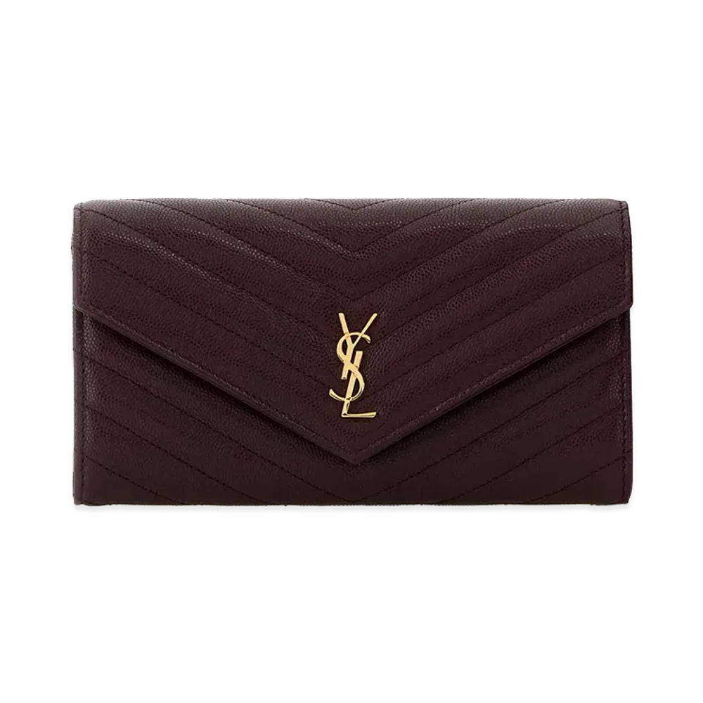 Saint Laurent Women's Plum Leather Wallet "Bordeaux"