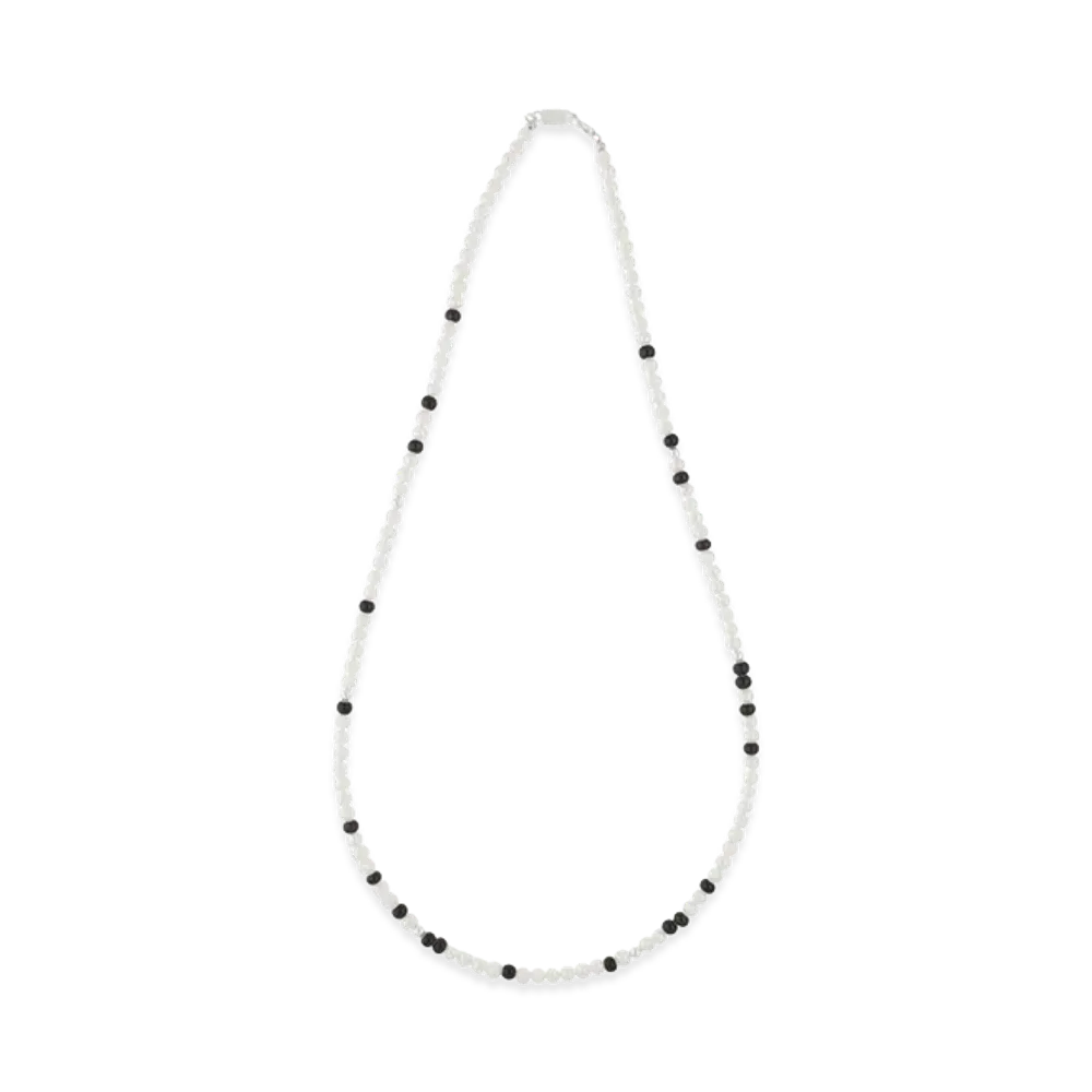 WIND AND SEA IVX Japan WDS Silver Pearl & White Hearts Necklace "Black"