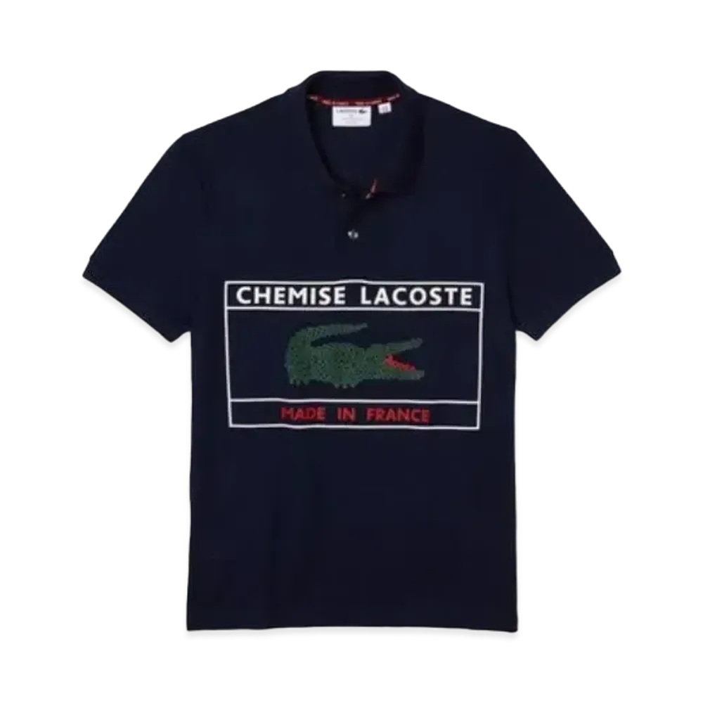 LACOSTE Maid Infrance Box Print Polo Shirt "Navy"