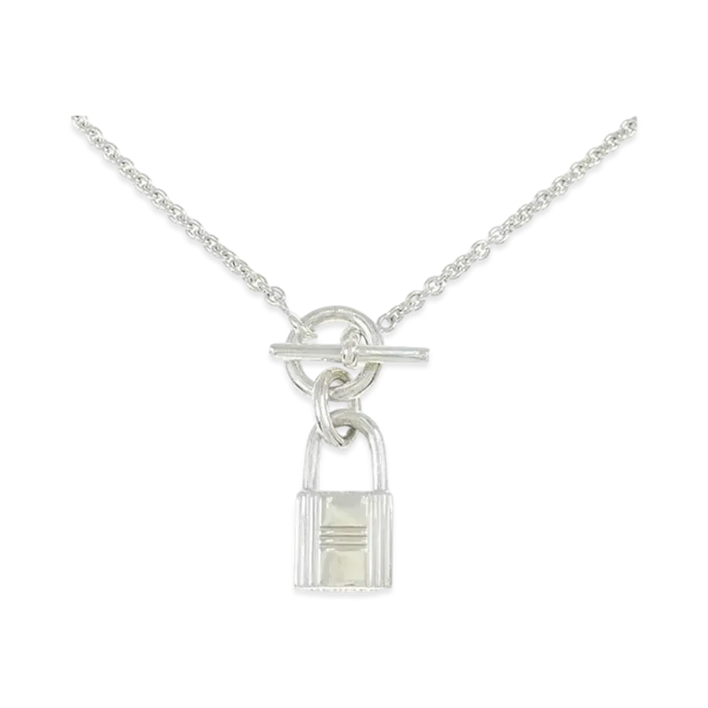 Hermes Amulettes Cadenas Necklace "Silver"