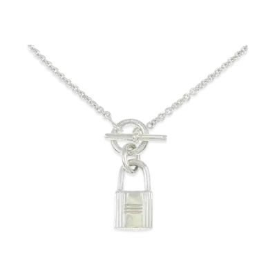 Hermes Amulettes Cadenas Necklace "Silver"