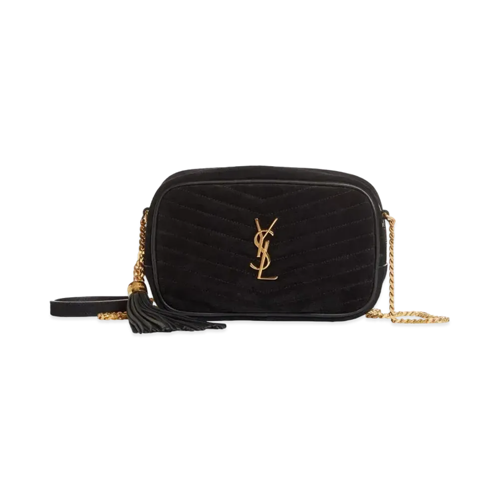 Saint Laurent Lou Mini Bag In Suede Matelasse Leather "Black"