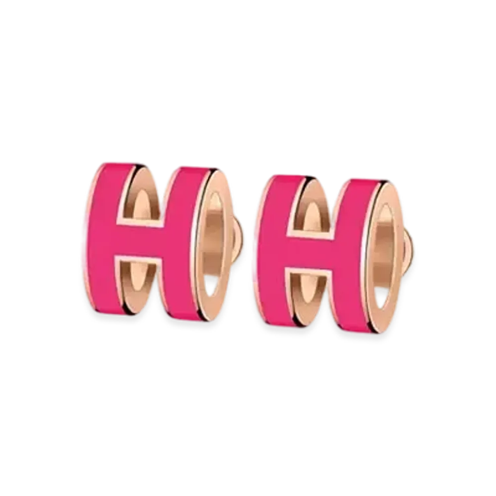 Hermes Mini Pop H Earrings "Rose Gold/Rose Extreme"