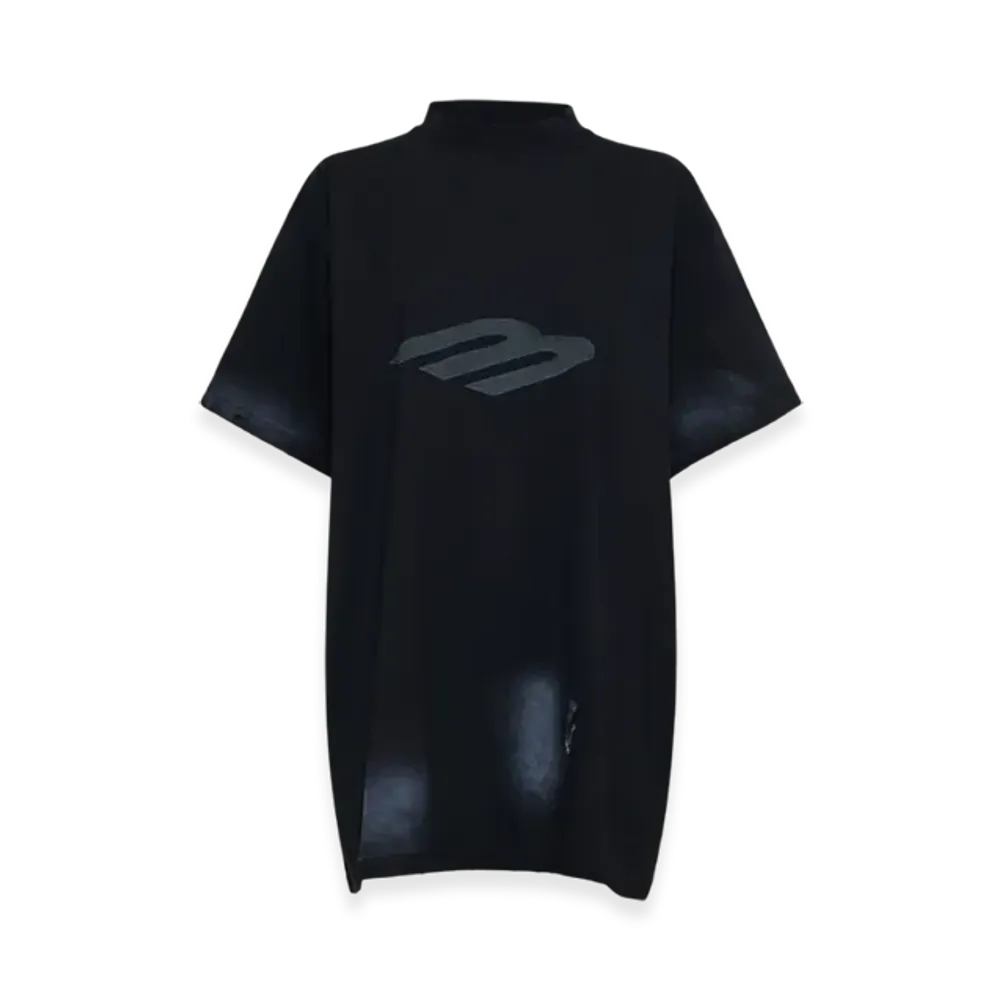 BALENCIAGA 3B Stencil Vintage Jersey Oversized T-Shirt "Black"