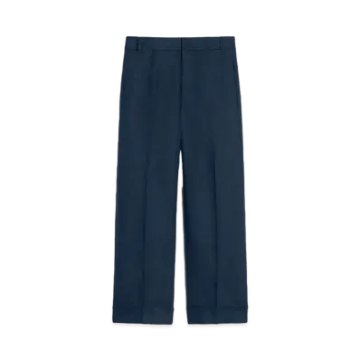 Max Mara Salix Linen Canvas Palazzo Pants "Navy"