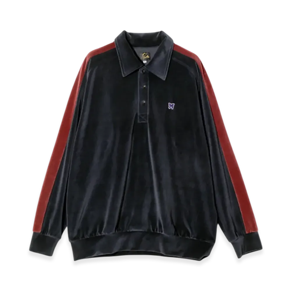 NEEDLES Side Line Pullover Shirt-C/PE Velour "Navy"