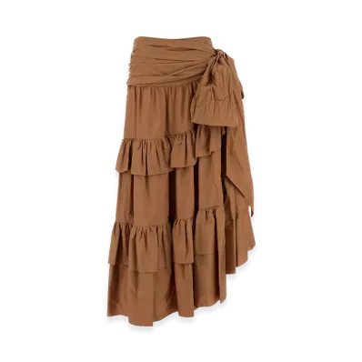 Chloe Women's Flounces Volant Skirt "Brown"