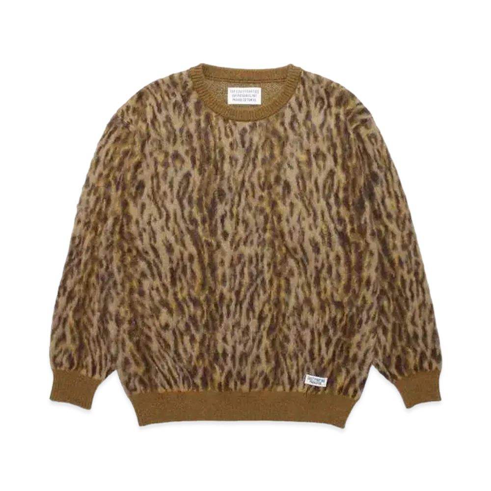 WACKO MARIA Leopard Mohair Knit Jacquard Sweater "Brown"