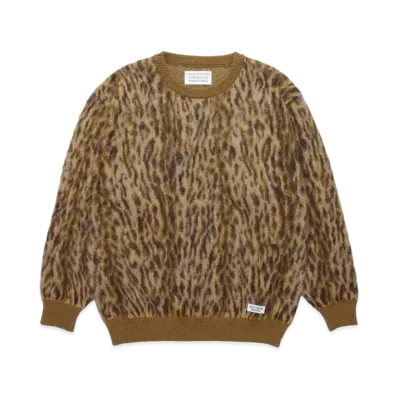 WACKO MARIA Leopard Mohair Knit Jacquard Sweater "Brown"