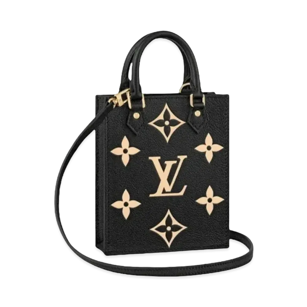 Louis Vuitton Bicolor Monogram Empreinte Leather Petit Sac Plat "Noir/Beige"