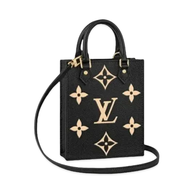 Louis Vuitton Bicolor Monogram Empreinte Leather Petit Sac Plat "Noir/Beige"