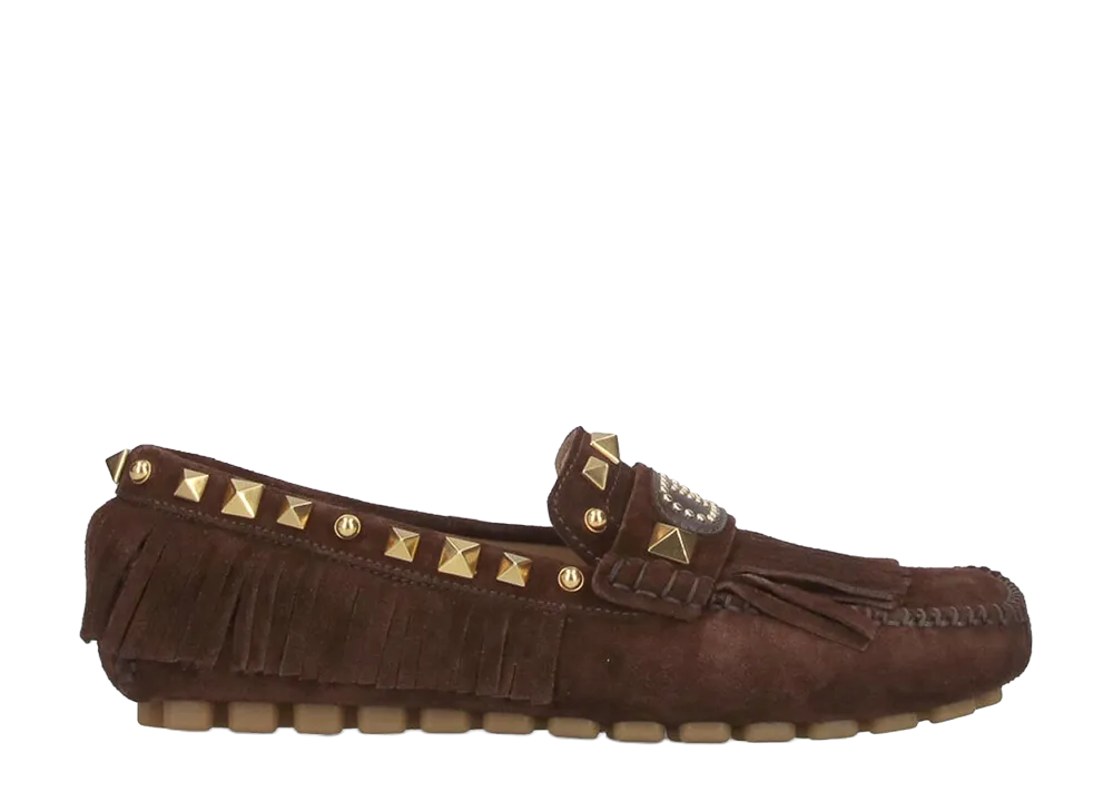 Valentino Garavani Women's Brown Split-Leather Plaster Caster Loafers "Brown"