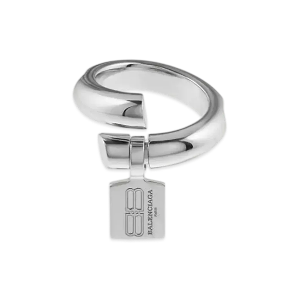 BALENCIAGA Saint-germain Tag Ring "Shiny Silver"