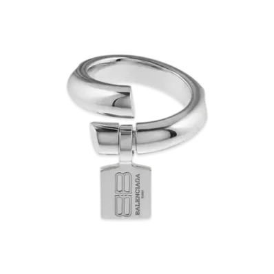 BALENCIAGA Saint-germain Tag Ring "Shiny Silver"
