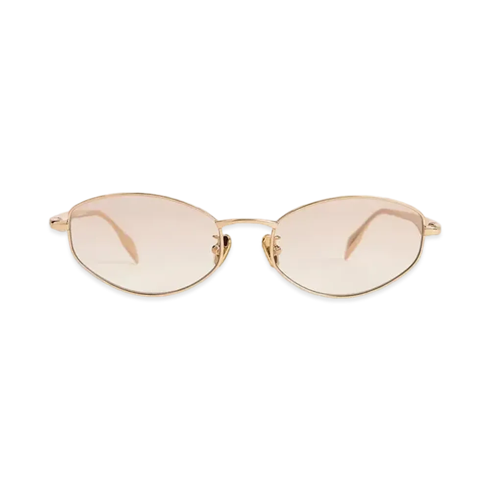 CHARLES & KEITH Crystal Accent Oval Sunglasses "Gold"