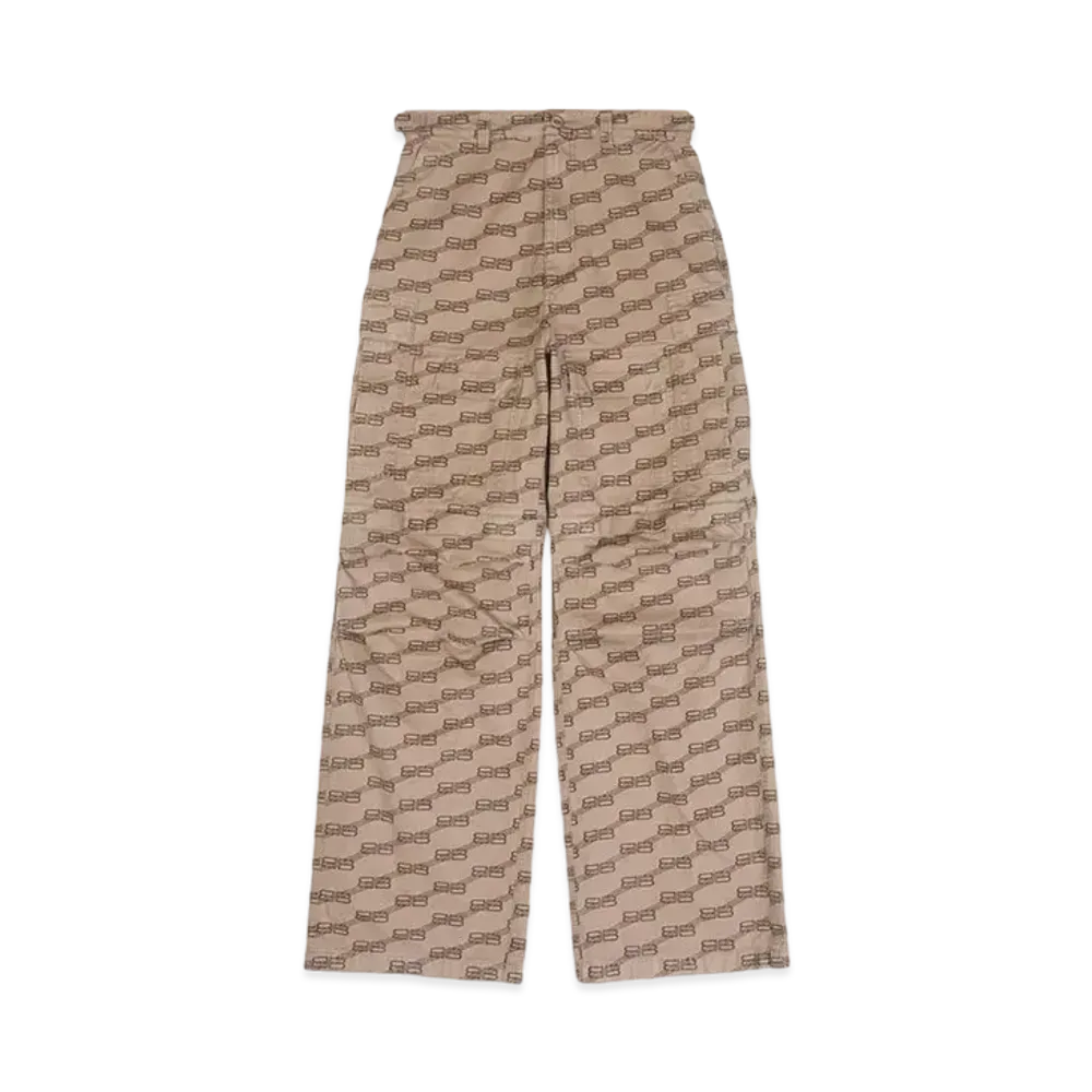 BALENCIAGA MENS BB Monogram Cargo Pants "Beige"