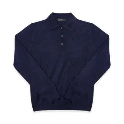 PRADA Collar Wool Polo Knit "Navy"