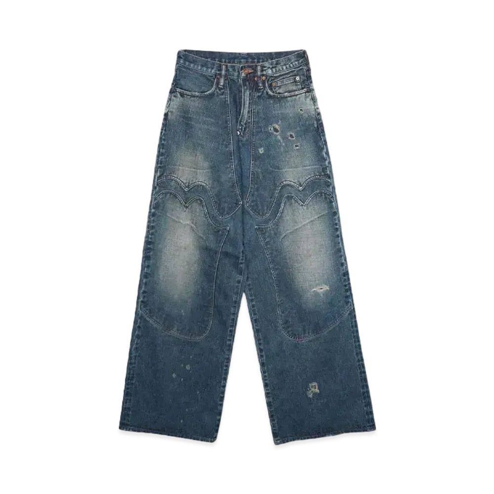 SUGARHILL FADED MODERN WESTERN WIDE TROUSERS "FADED INDIGO"