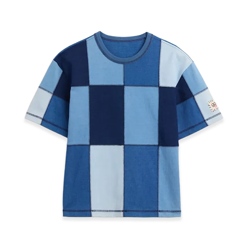 Gap x Sean Wotherspoon Indigo Patchwork Cropped T-Shirt "Rinse Wash Indigo"