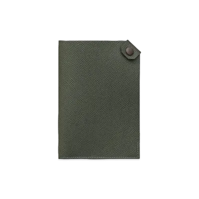 Hermes Tarmac Dot Passport Holder "Vert De Gris/Havane"