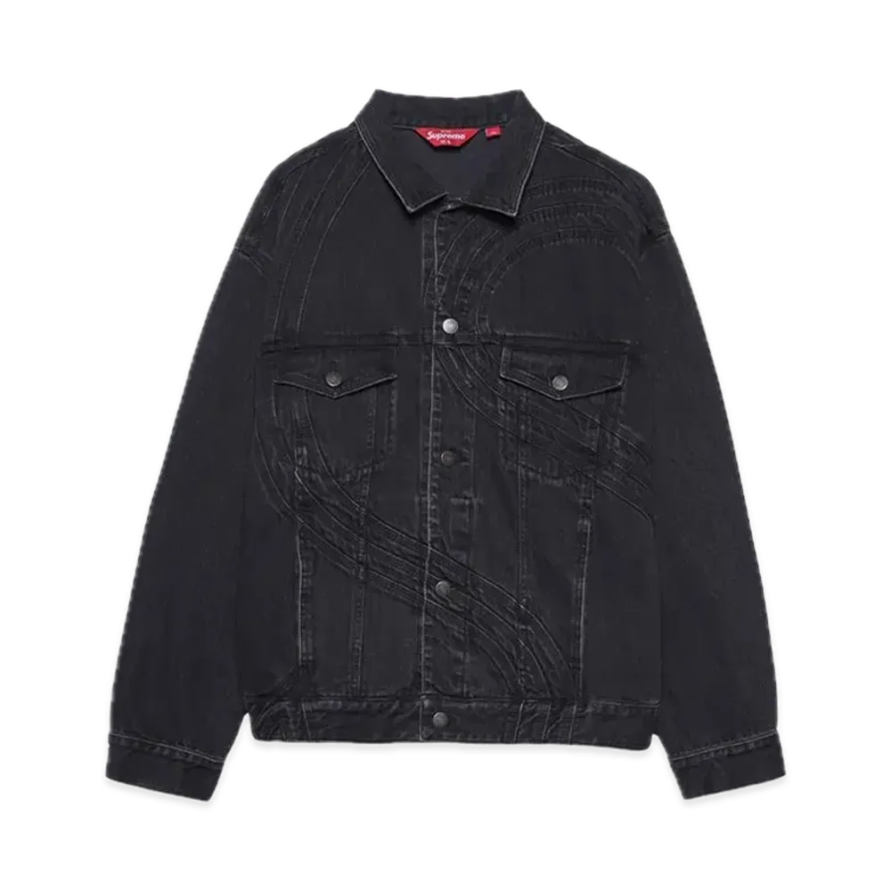 Supreme S Logo Denim Trucker Jacket "Washed Black"