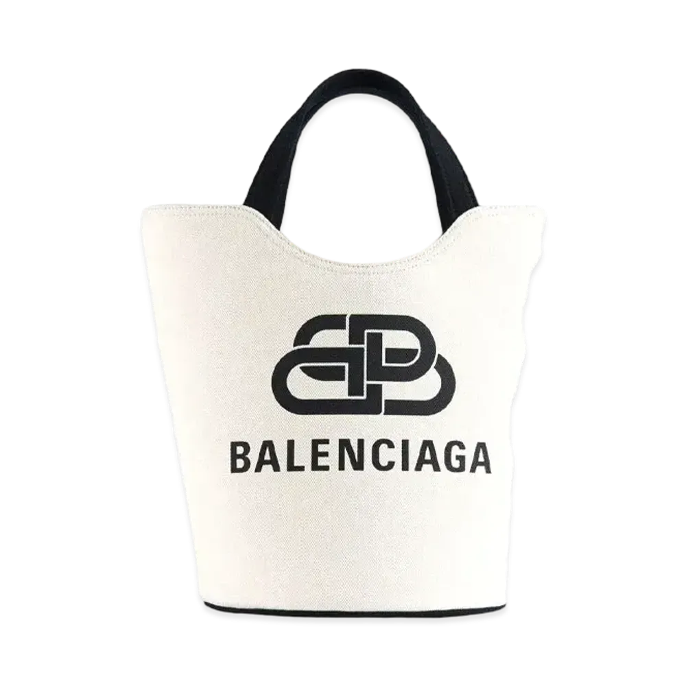 BALENCIAGA Women's Wave Medium Tote "Natural/Black"