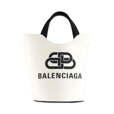 BALENCIAGA Women's Wave Medium Tote "Natural/Black"