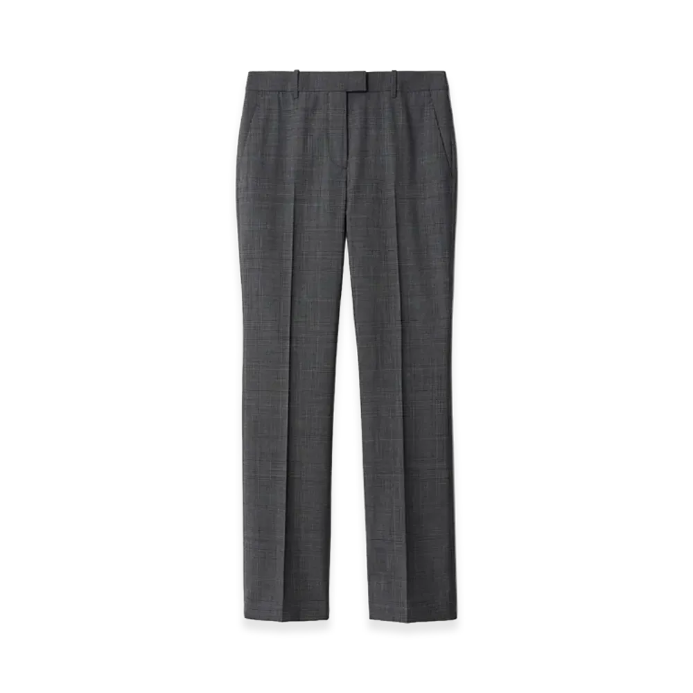Burberry Women's Check Wool Tailored Trousers "Silhouette Blue/Granite Grey"